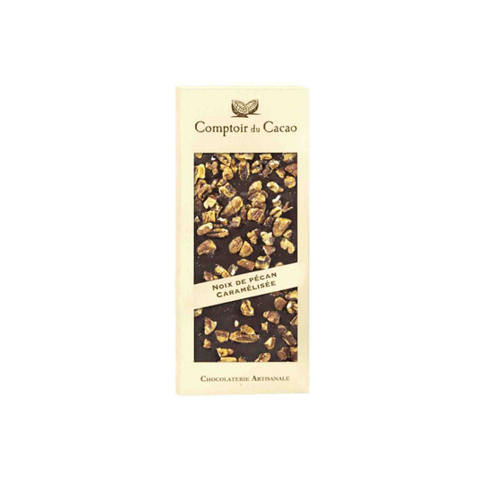 COMPTOIR DU CACAO DARK CHOCOLATE WITH CARAMELIZED PECAN 90g