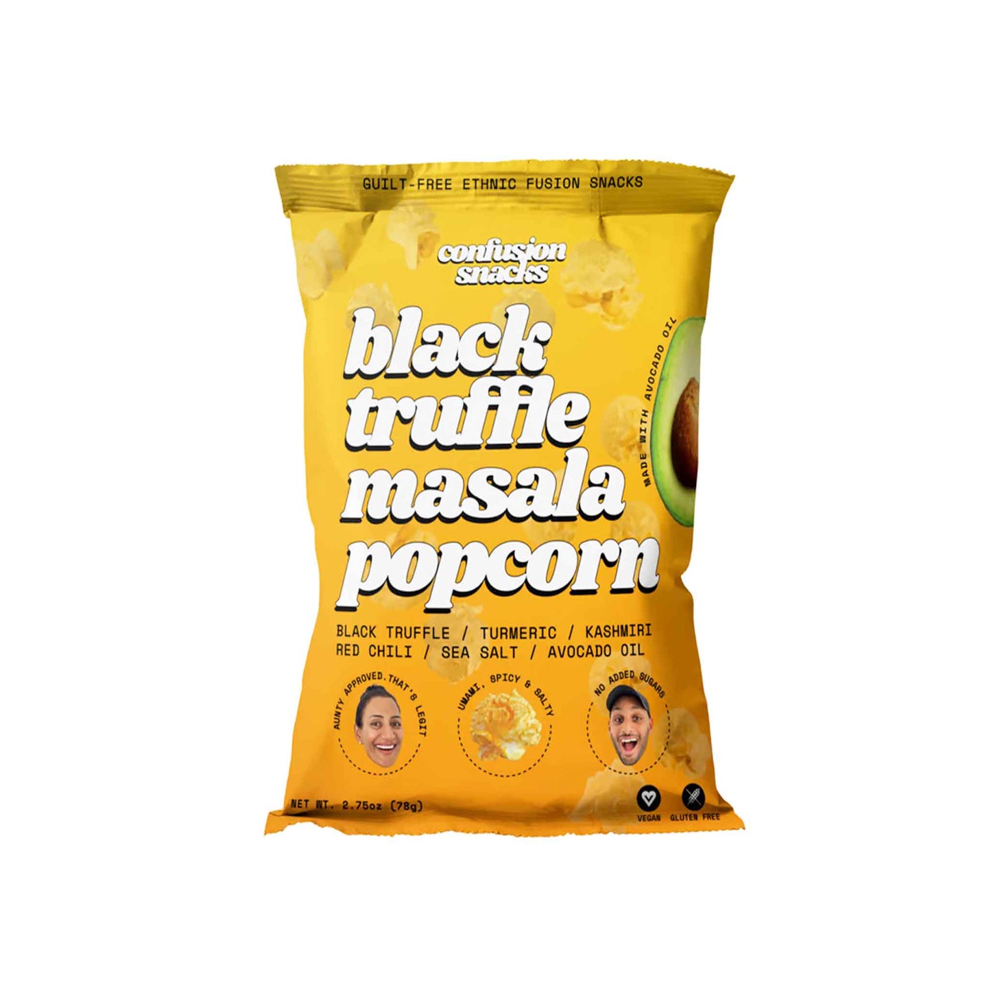 CONFUSION SNACKS BLACK TRUFFLE MASALA POPCORN 2.75oz