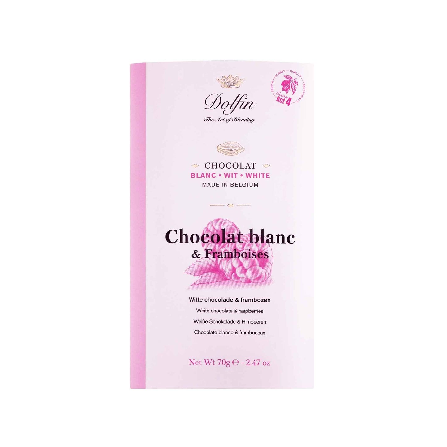 DOLFIN WHITE CHOCOLATE WITH CRUNCHY RASPBERRIES 70g