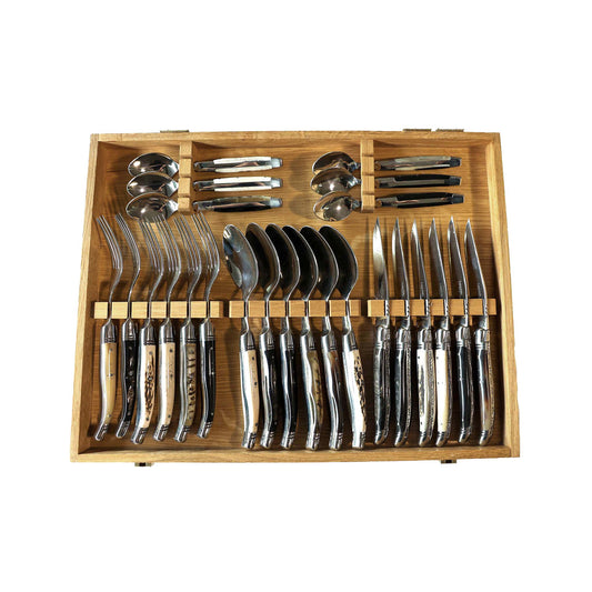 GOYON CHAZEAU 24 PIECE LAGUIOLE PRESTIGE MIXED HORN FLATWARE SET