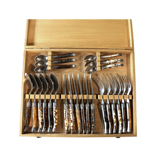 GOYON CHAZEAU 24 PIECE LAGUIOLE AVANTAGE NOUGAT ACRYLIC FLATWARE SET