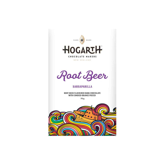 HOGARTH ROOT BEER SARSPARILLA DARK CHOCOLATE WITH CANDIED ORANGE 70g