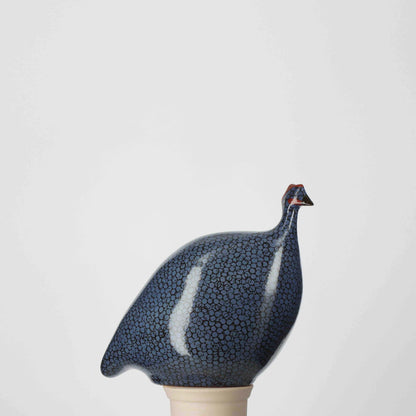 LES CERAMIQUES DE LUSSAN GUINEA FOWL - SMALL ELECTRIC BLUE SPOTTED BLACK