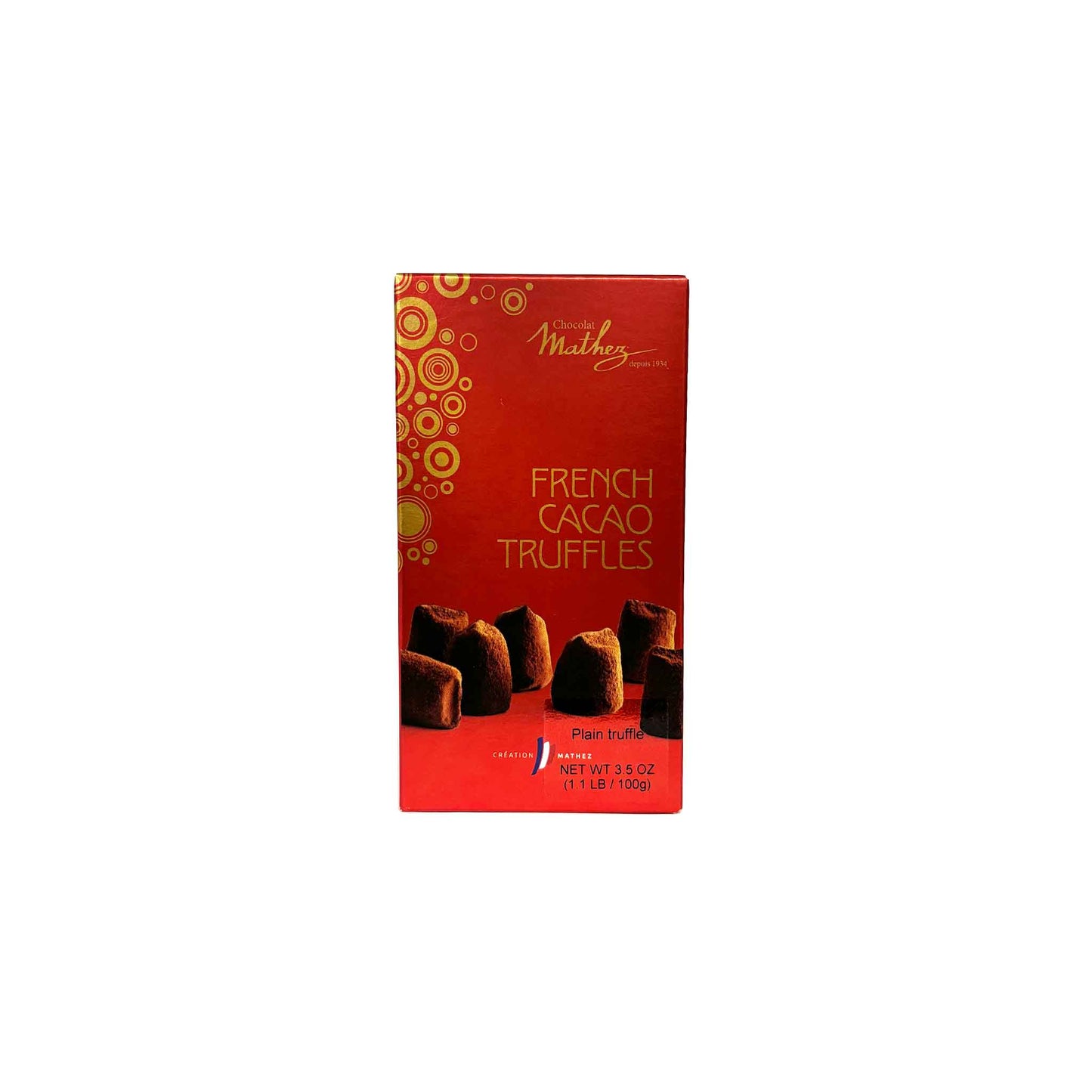 MATHEZ COCOA TRUFFLES RED BOX 100g