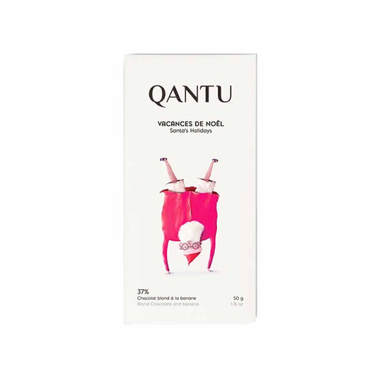 QANTU SANTAS HOLIDAY 37% BLOND CHOCOLATE WITH BANANAS & CARAMEL SAUCE 50g