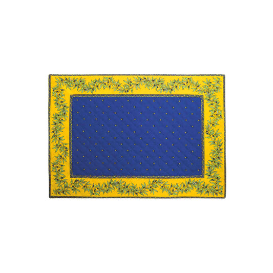 TISSUS TOSELLI CALISSON OLIVETTE BORDERED PLACEMAT - BLUE/YELLOW