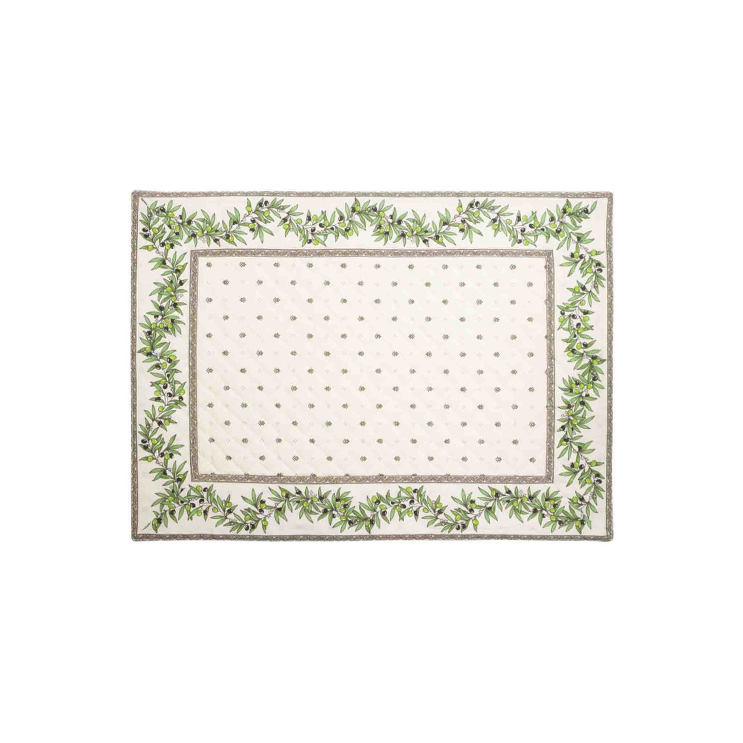 TISSUS TOSELLI CALISSON OLIVETTE BORDERED PLACEMAT - ECRU/GREEN