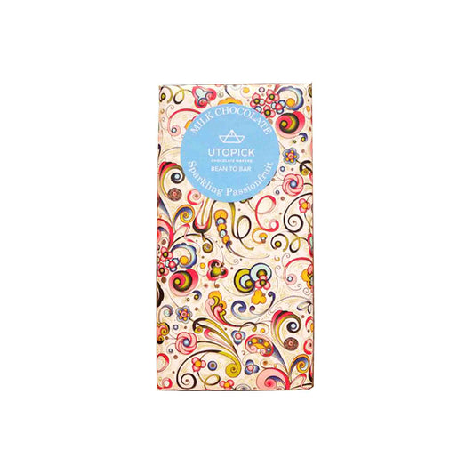 UTOPICK 56% MILK CHOCOLATE WITH POPPING CANDY & PASSIONFRUIT 80g