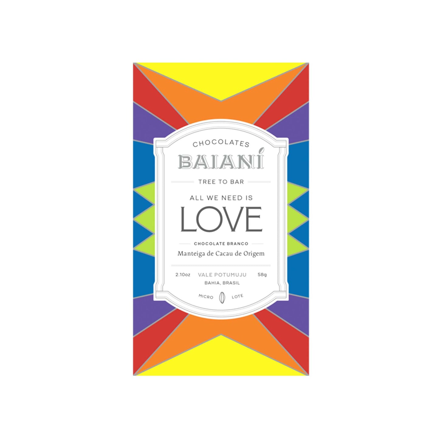 BAIANI ALL WE NEED IS LOVE CHOCOLATE BAR 58g