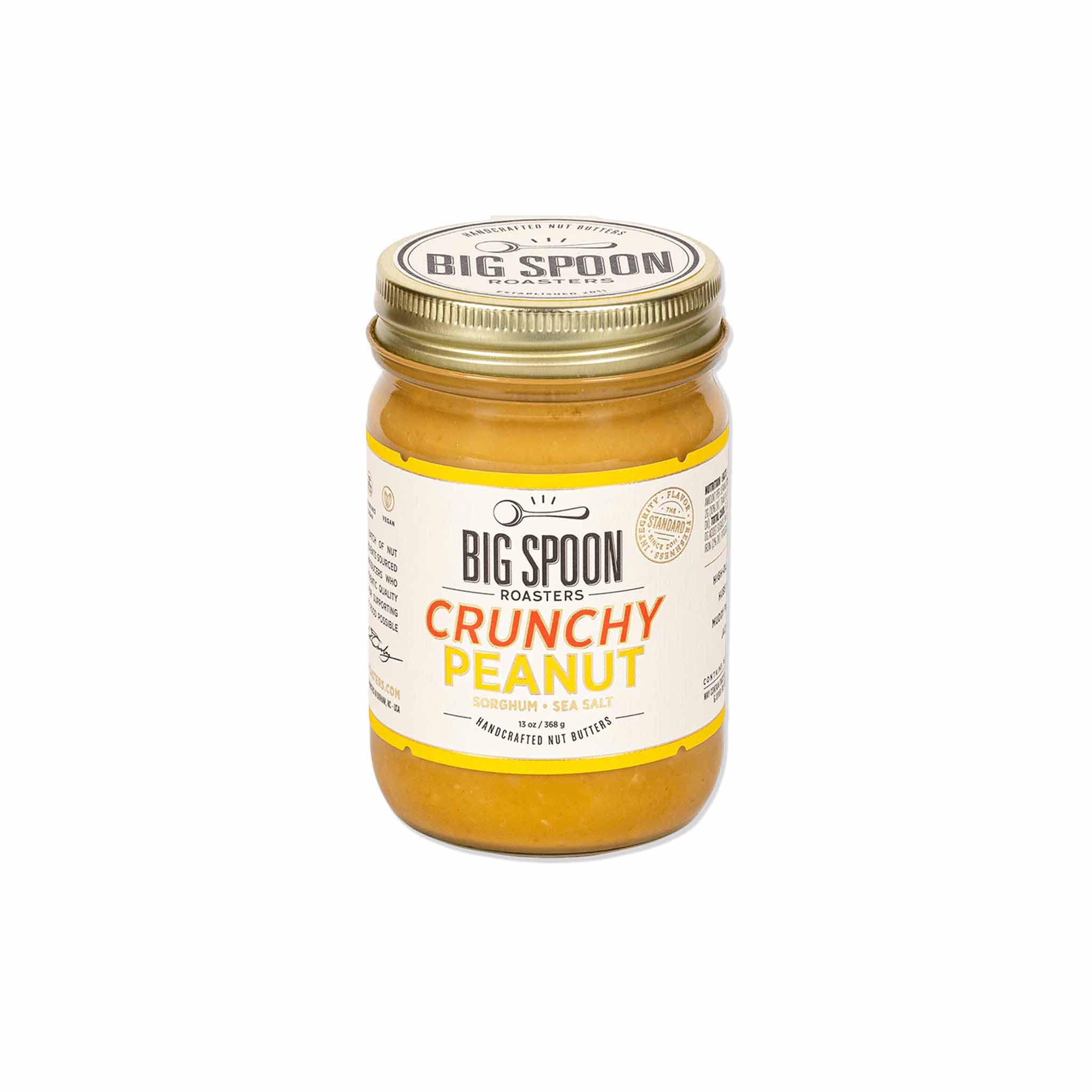 BIG SPOON ROASTERS CRUNCHY PEANUT BUTTER WITH SORGHUM SYRUP 13oz