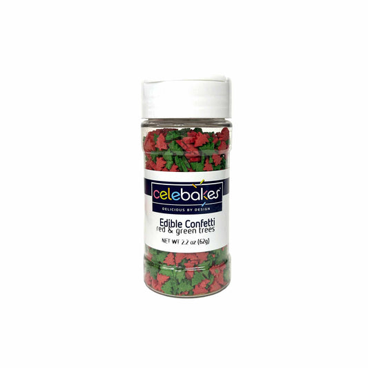 CELEBAKES RED & GREEN TREE EDIBLE CONFETTI 2.2oz