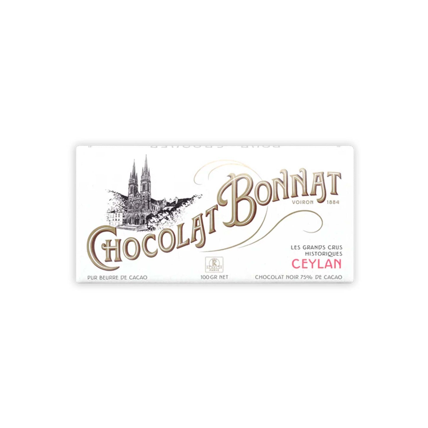 CHOCOLAT BONNAT CEYLAN SRI LANKA 75% DARK CHOCOLATE 100G