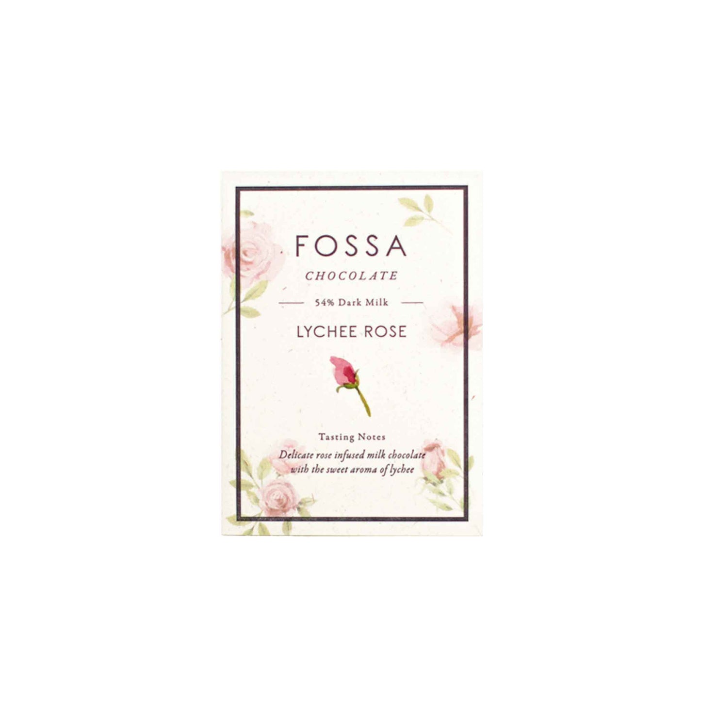 FOSSA LYCHEE ROSE 54% DARK MILK CHOCOLATE 50g