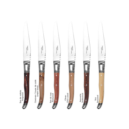 GOYON CHAZEAU 12 PIECE LAGUIOLE PRESTIGE MIXED WOOD KNIFE & FORK SET