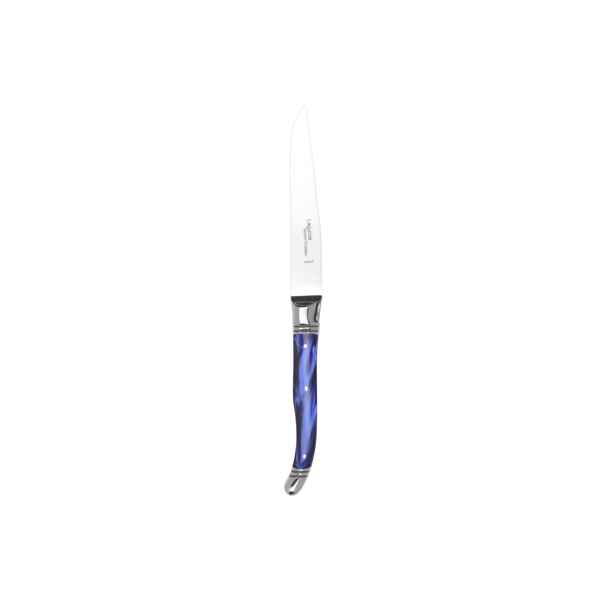 GOYON CHAZEAU 6 LAGUIOLE AVANTAGE KNIVES IN PEARLY BLUE LAVENDER