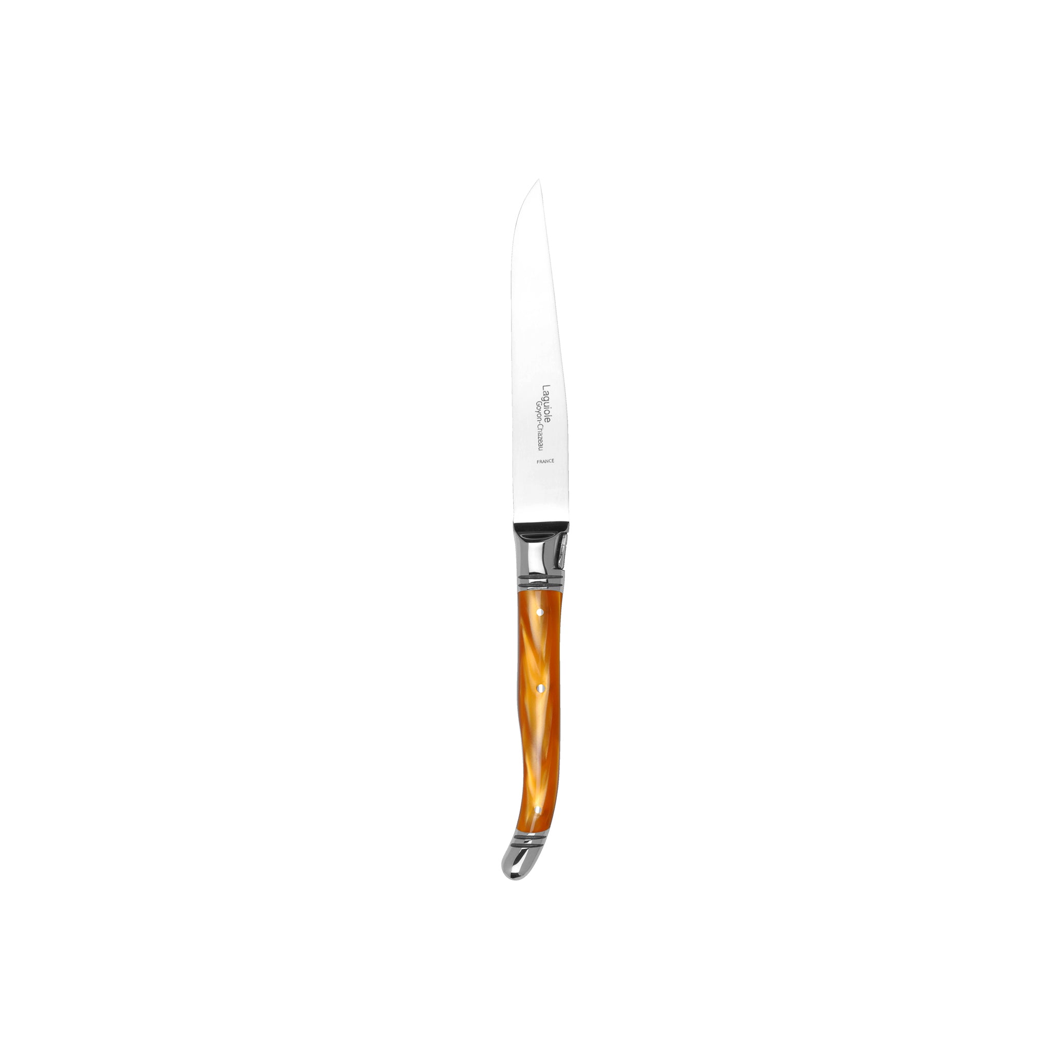 GOYON CHAZEAU 6 LAGUIOLE AVANTAGE KNIVES IN PEARLY ORANGE