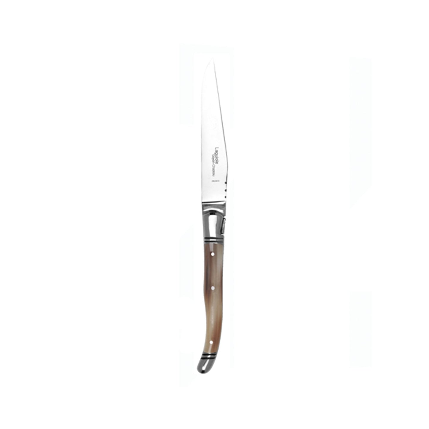 GOYON CHAZEAU 6 LAGUIOLE PRESTIGE KNIVES IN BLOND CATTLE HORN