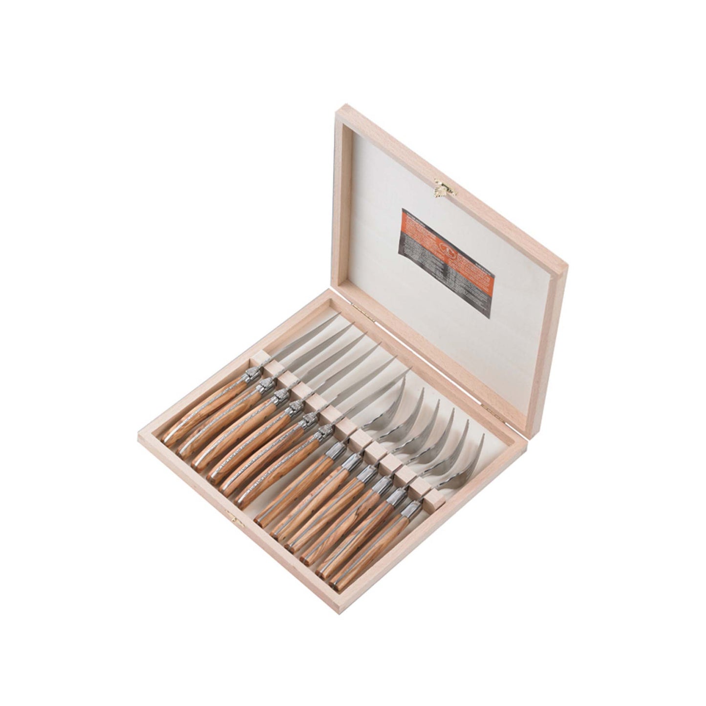 JEAN DUBOST LAGUIOLE 12 PIECE CUTLERY SET IN OLIVE WOOD