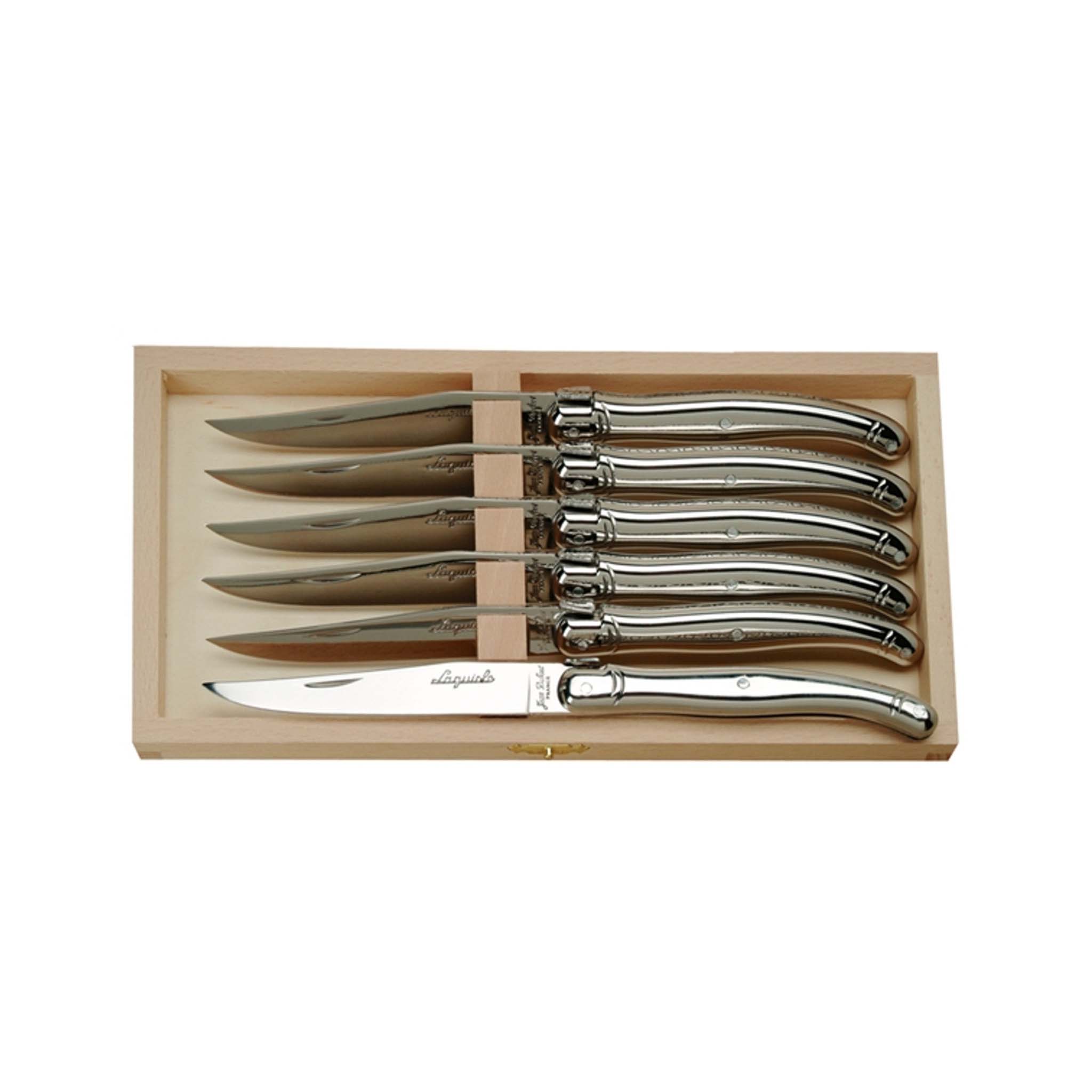 JEAN DUBOST LAGUIOLE 6 INOX STEAK KNIVES IN CLASP BOX