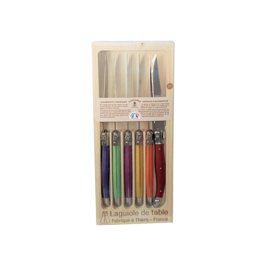 JEAN DUBOST LAGUIOLE 6 TUTTI FRUITY STEAK KNIVES