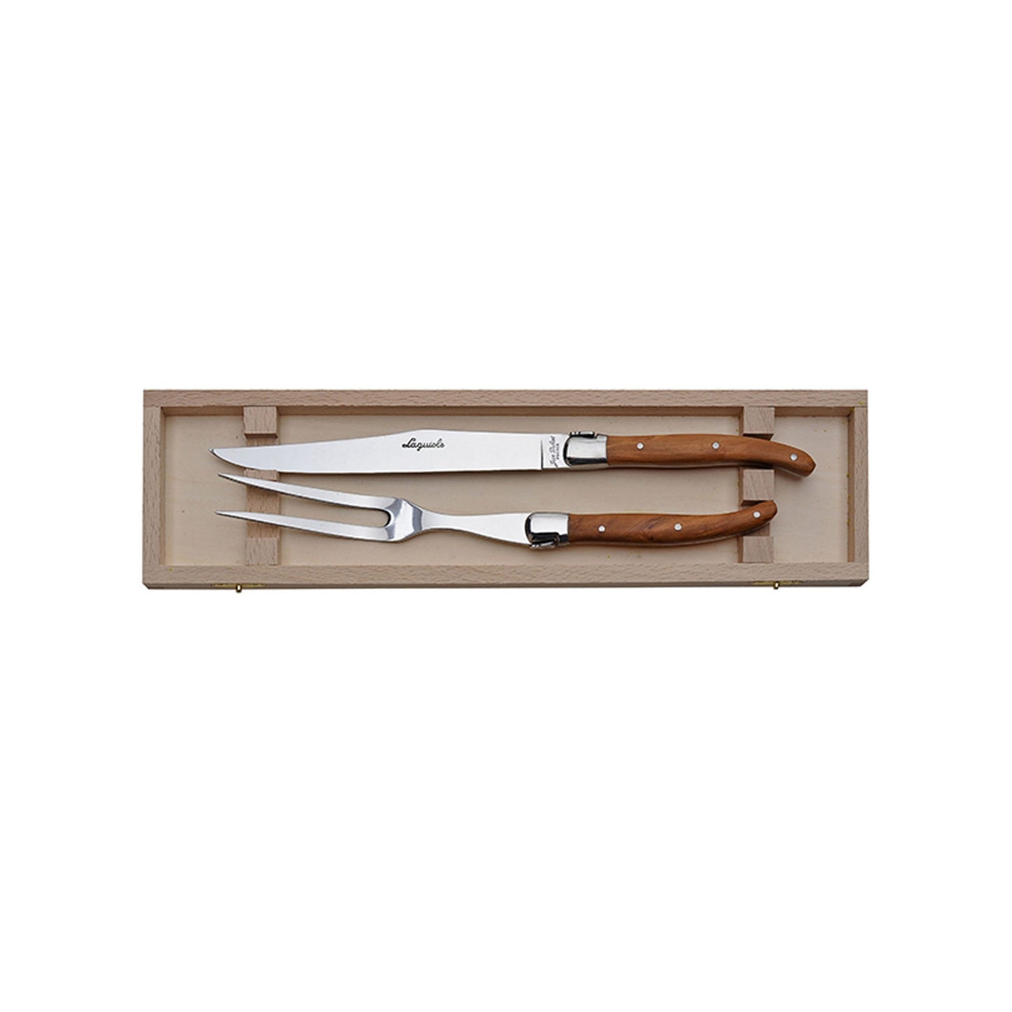 JEAN DUBOST LAGUIOLE CARVING SET IN OLIVE WOOD