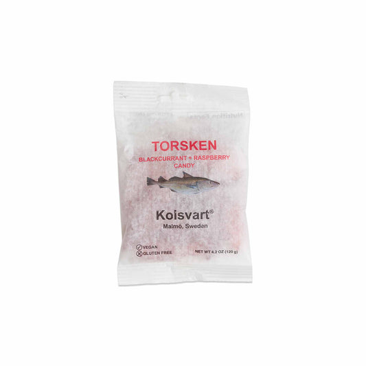 KOLSVART TORSKEN BLACKCURRANT & RASPBERRY FISH SHAPED CANDIES 4.2oz