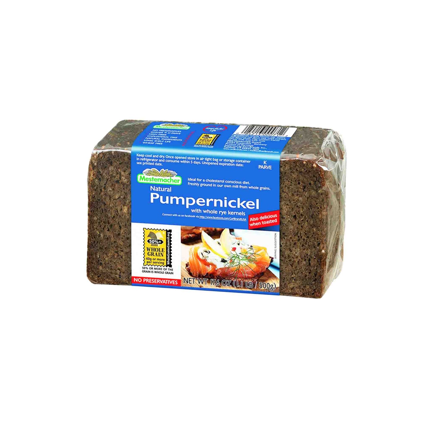 MESTEMACHER NATURAL PUMPERNICKEL WITH WHOLE RYE KERNELS 500g