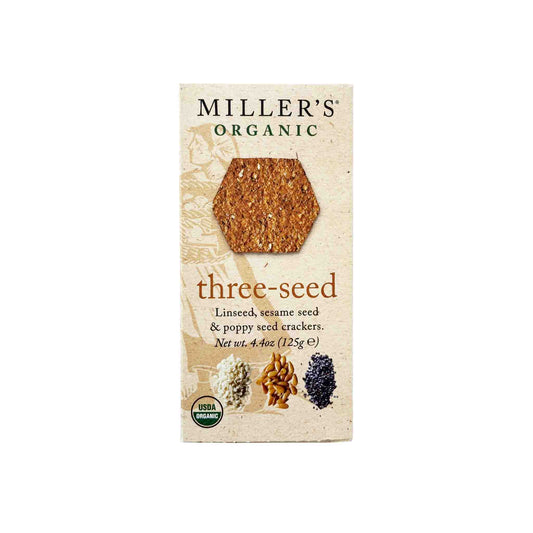 MILLERS ORGANIC THREE SEED CRACKERS 125g