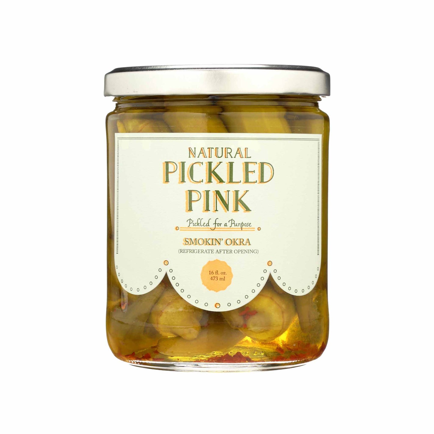 NATURAL PICKLED PINK SMOKING OKRA 16oz