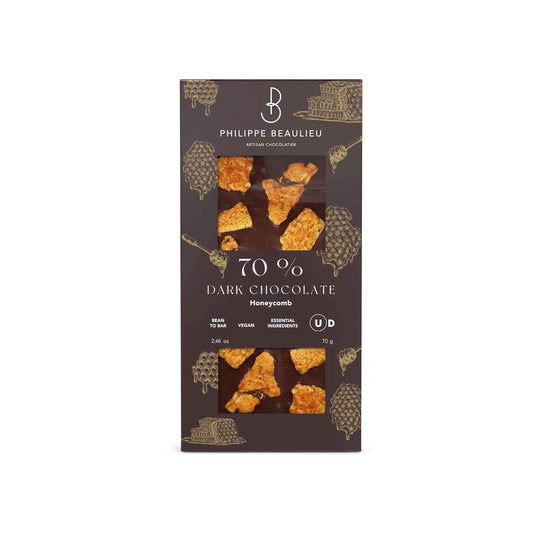 PHILIPPE BEAULIEU HONEY COMB 70% DARK CHOCOLATE 80g