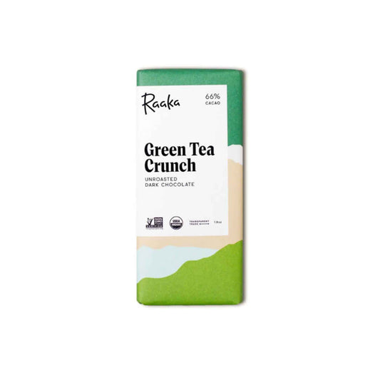 RAAKA GREEN TEA CRUNCH 66% DARK CHOCOLATE 1.8oz