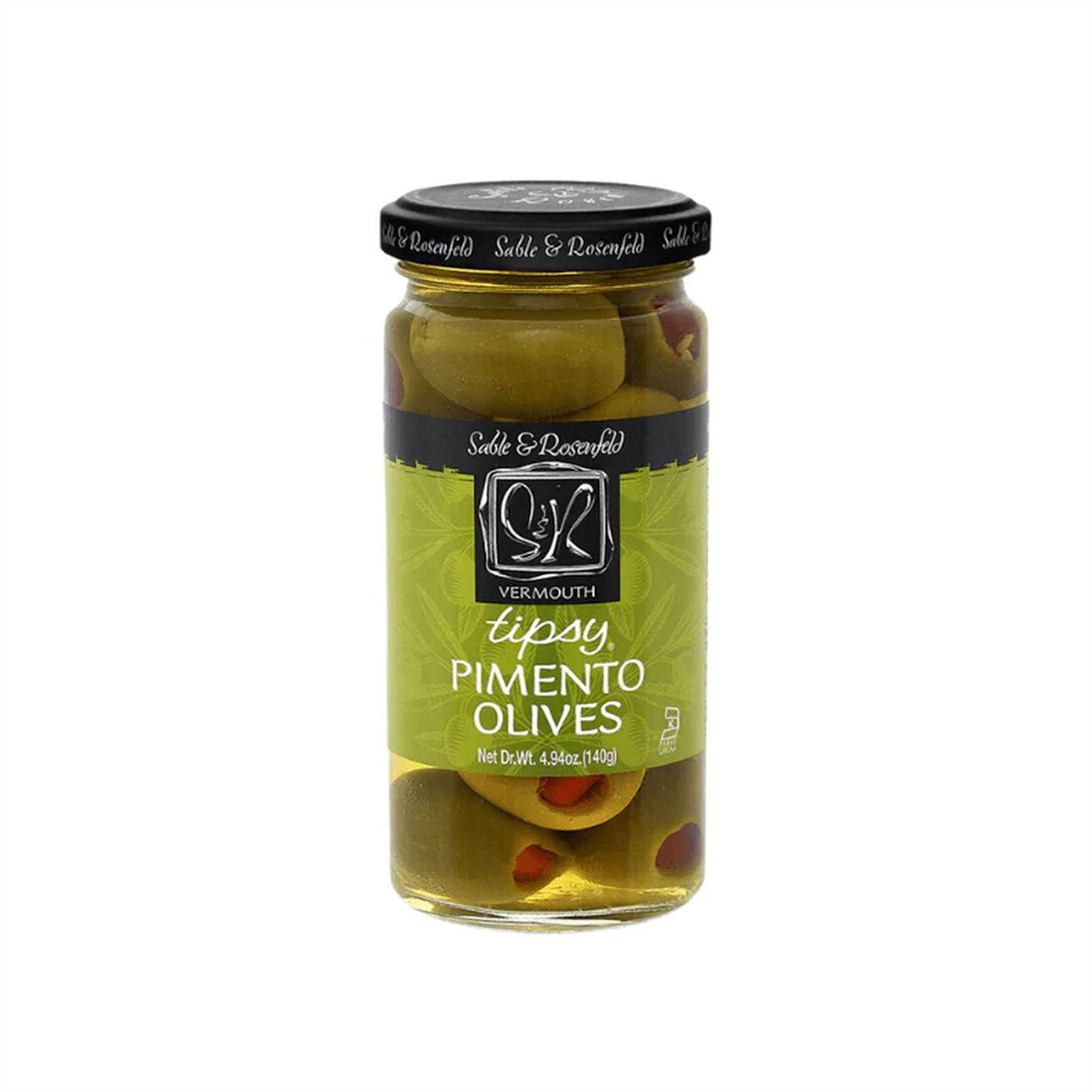 SABLE & ROSENFELD TIPSY PIMENTO STUFFED OLIVES 140g