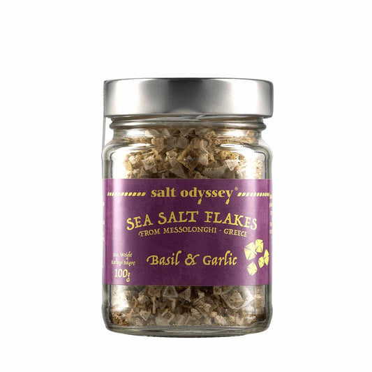 SALT ODYSSEY SEA SALT FLAKES WITH BASIL & GARLIC 100g